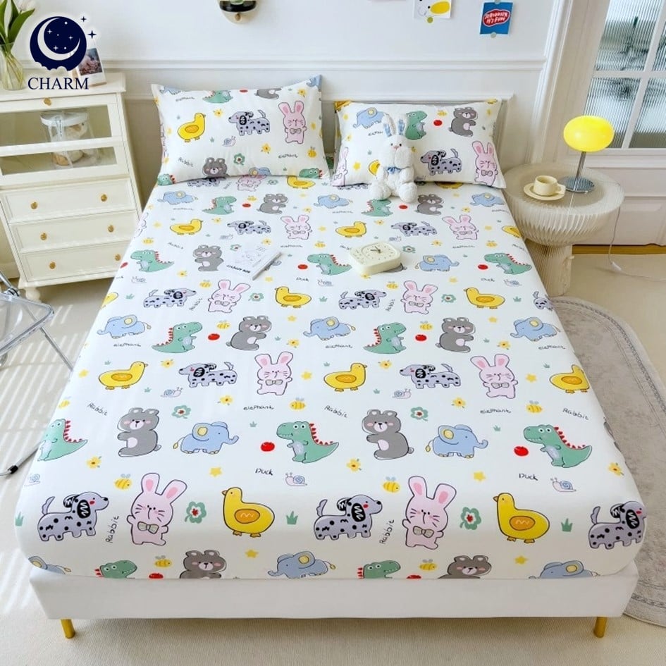 CHARM DREAMY ชุดผ้าปูที่นอน 6ฟุต 5ชิ้น ลาย HAPPY ZOO – ผ้าปูที่นอน พร้อมปลอกหมอน (ไม่รวมผ้านวม)_0